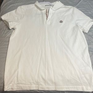 White Mens Moncler white collared polo shirt - XL